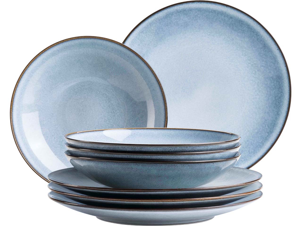 Mäser Tafelservice 8-tlg. "Smoky's" Steinzeug, blau