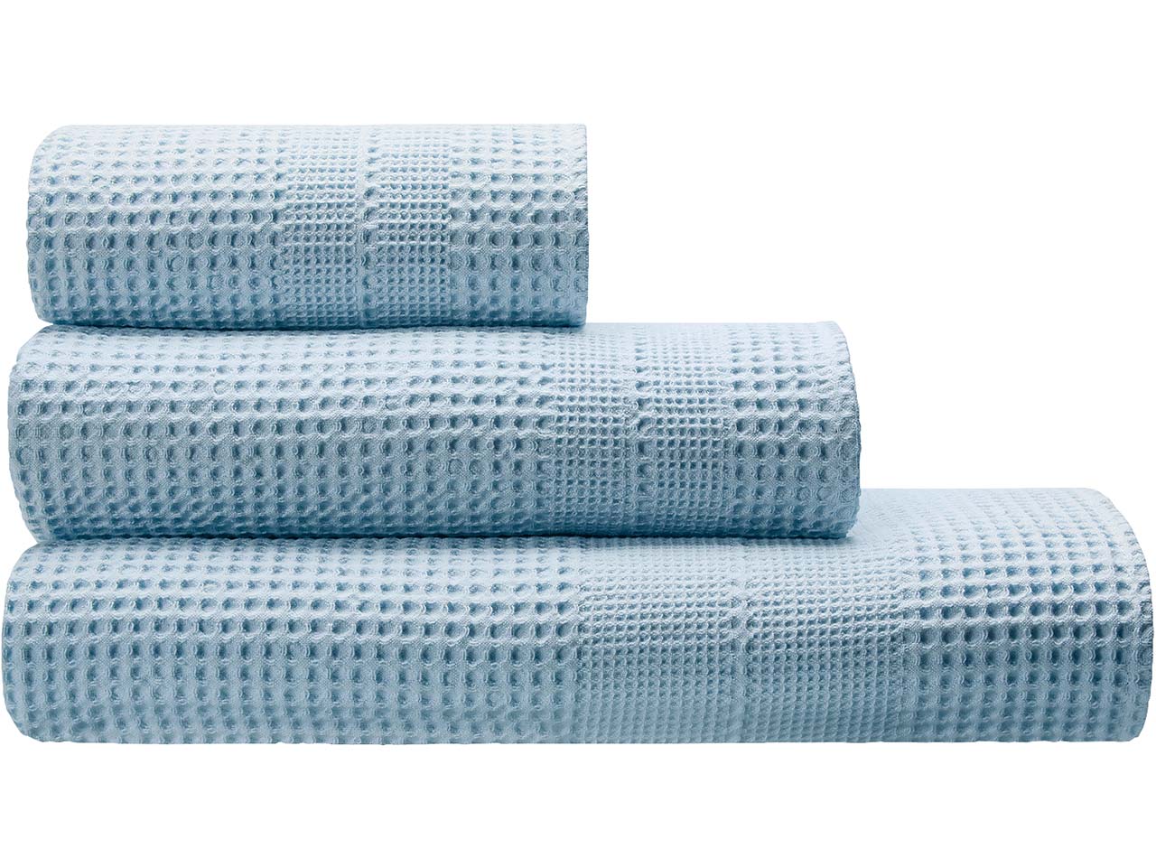 Cotonea Waffelpikee Handtuch, 50 x 100 cm, Bio-Baumwolle, hellblau