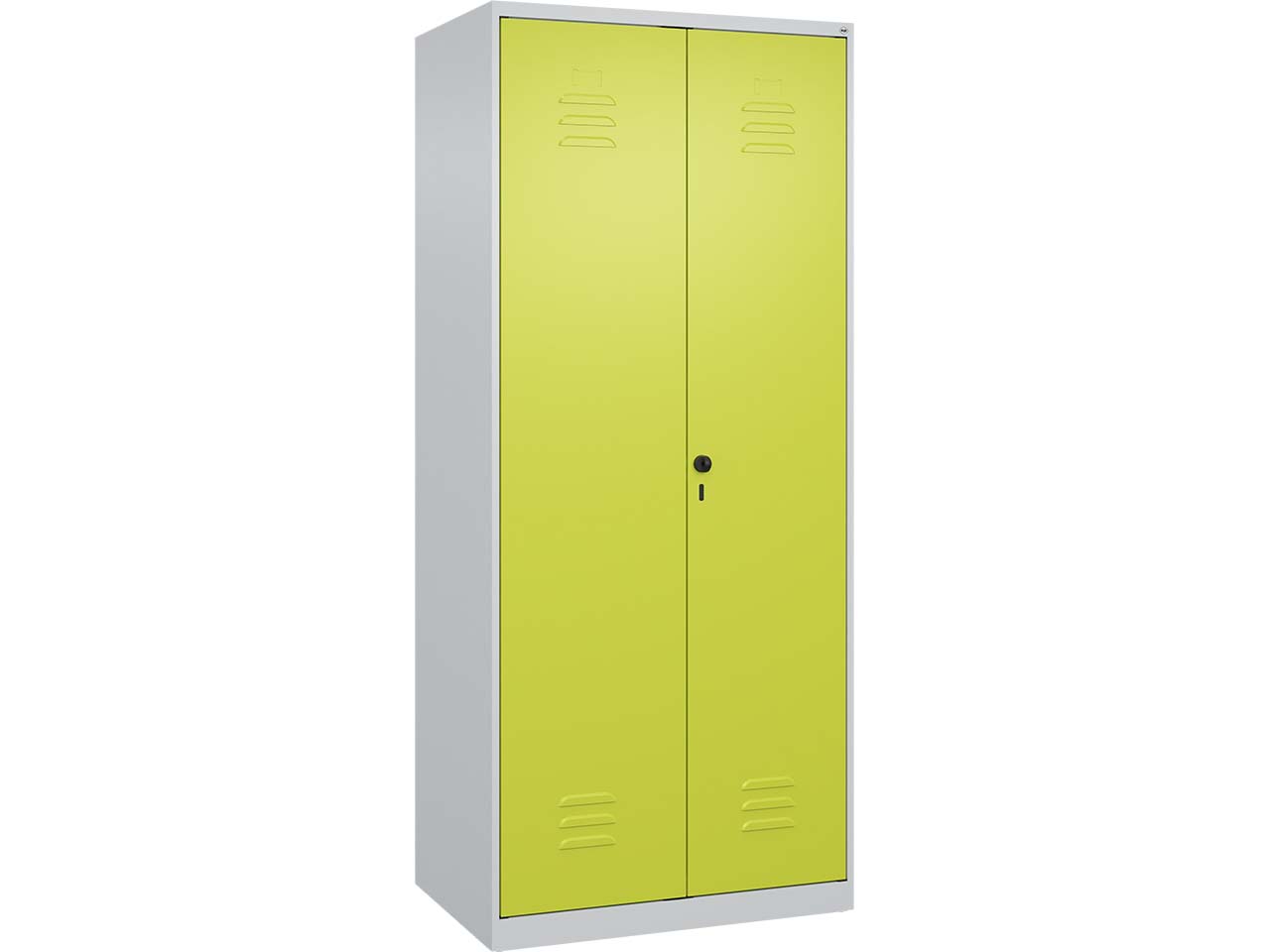 C+P Putzmittel-Spind Classic PLUS, 2 Abteile, 1850x800x500mm, Lichtgrau/Clowngrün