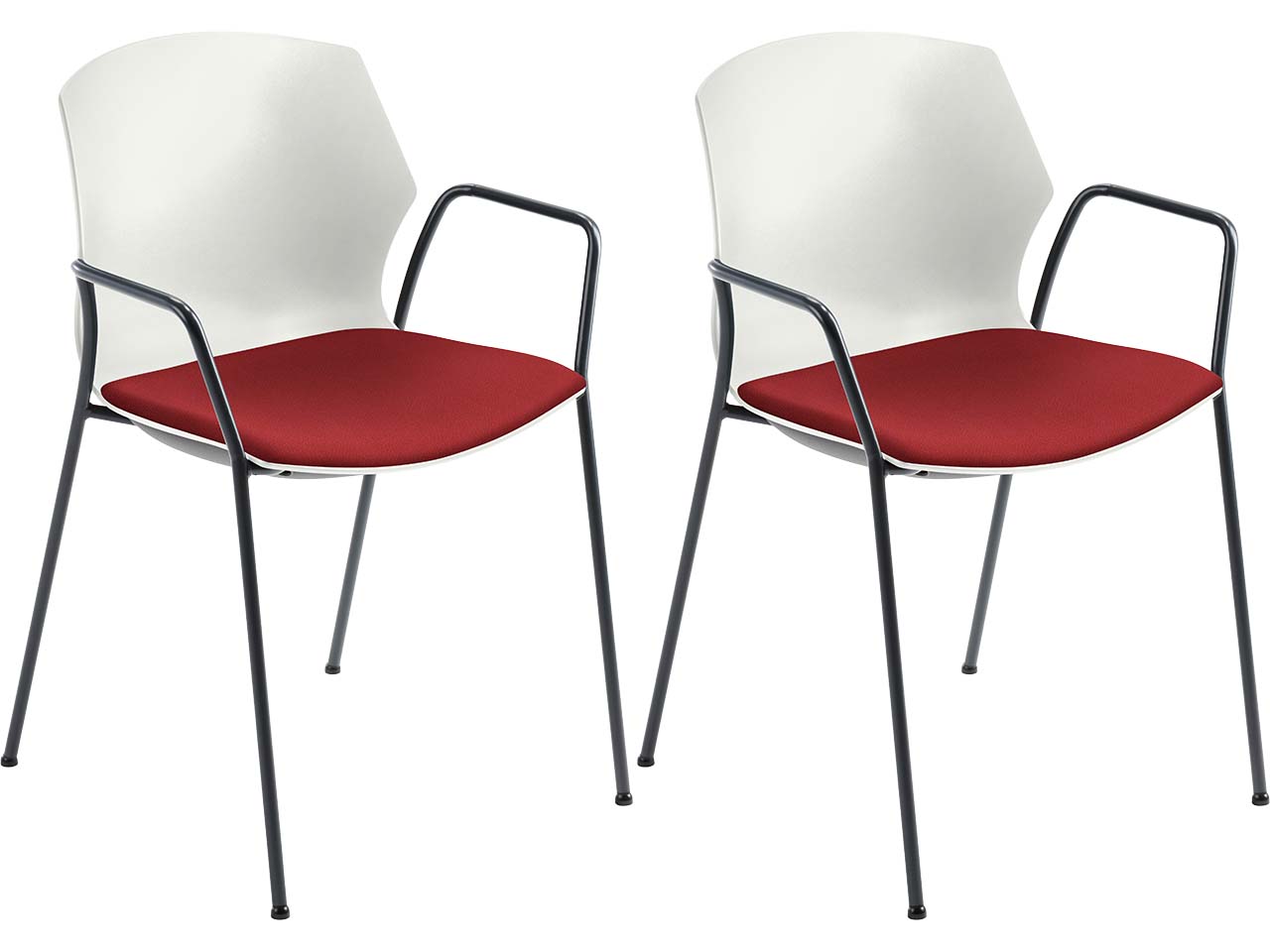 2x Besucherstuhl "2511" weiß, mit Armlehnen, rot