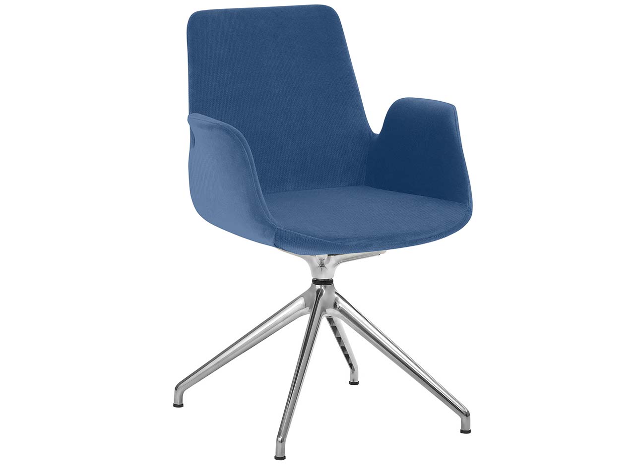Besucherstuhl "2009" mit Sternfuß-Gestell, Aluminium, blau