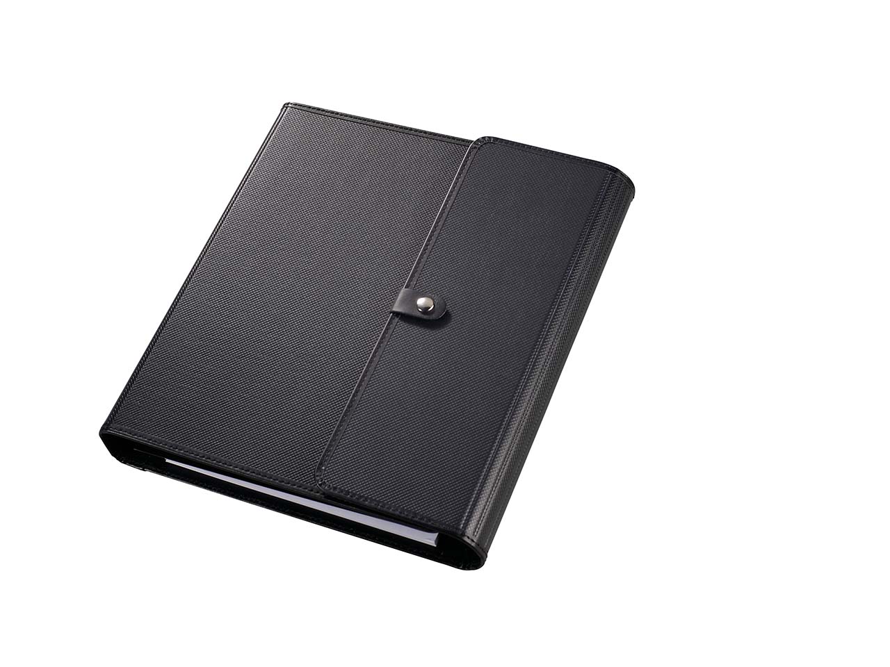 Außendienstmappe mit Druckknopferschluss Blockklemme, eingefaßt mit Leder schwarz