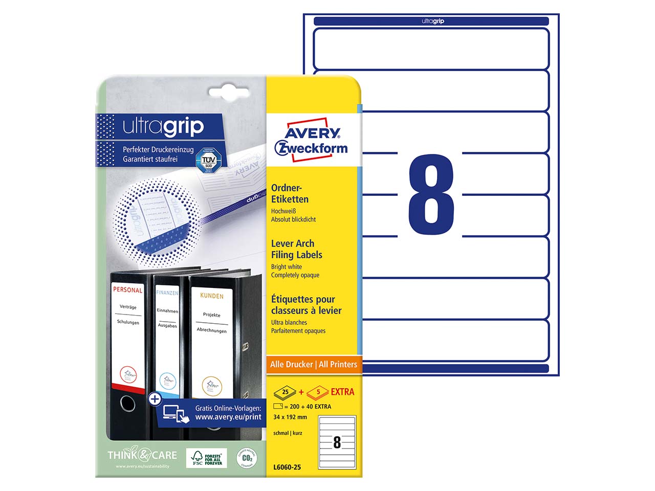 200 Rückenschilder für Rücken 4,5cm 192 x 34 mm