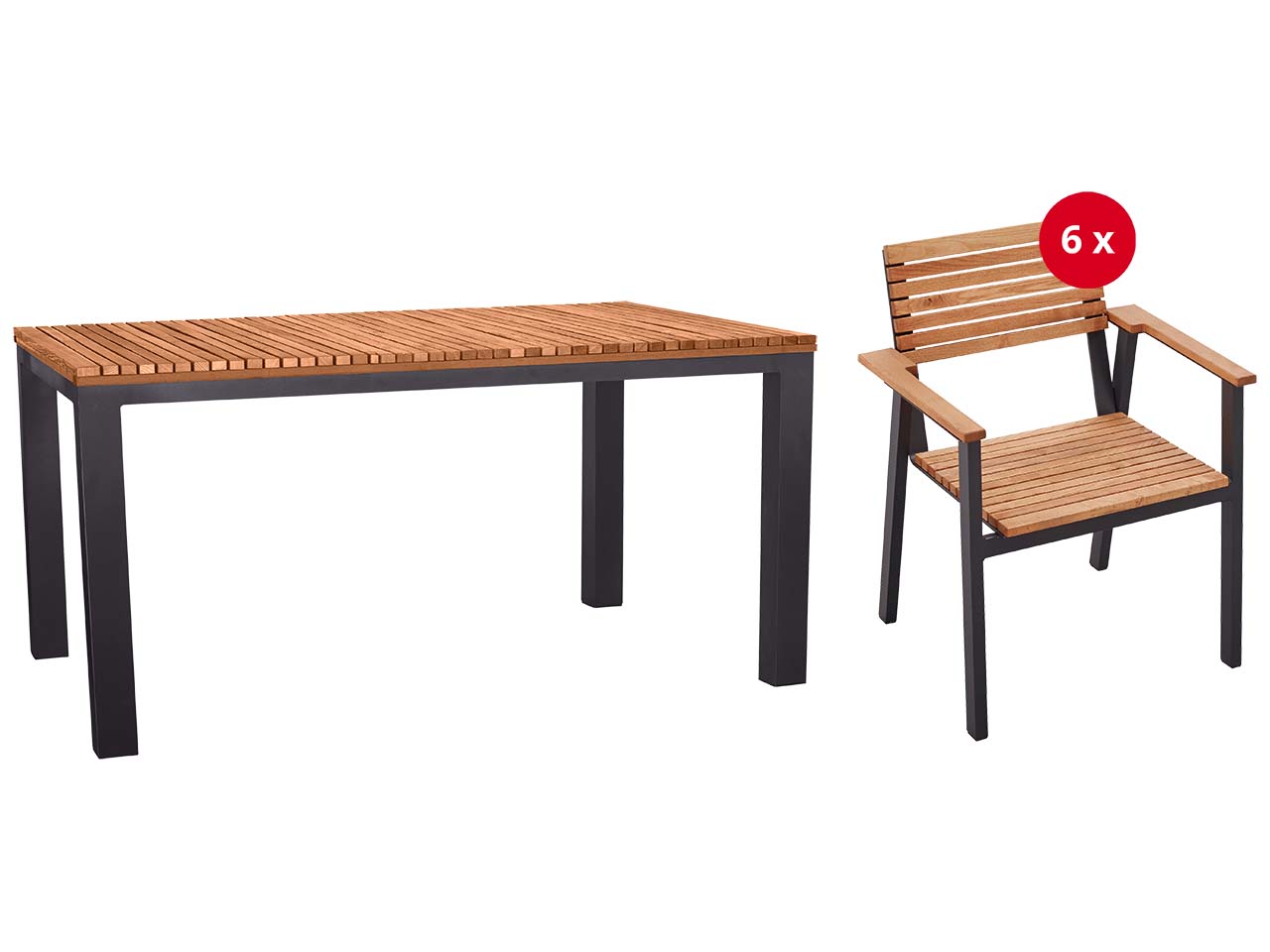 Gartenmöbel-Set 'Sassa' 7-teilig, 6 Sessel, 1 Tisch 150 x 90 cm