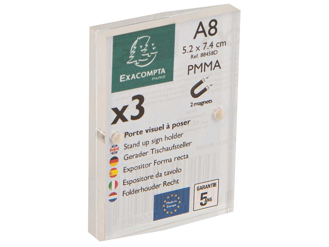 3er-Pack Exacompta Tischaufsteller "Exacryl" mit Magnetverschluss, (2x6mm) DIN A8