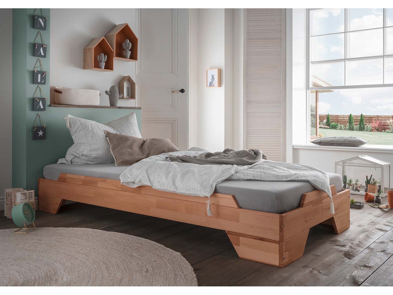 Infantil Stapelbett "Denver" 90 x 200 cm, Buche geölt