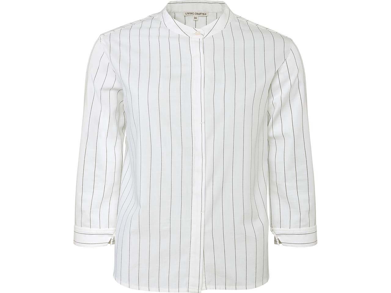 Living Crafts Damen-Bluse 'TILLA' mit Mandarinkragen, white/sage, Gr. 36