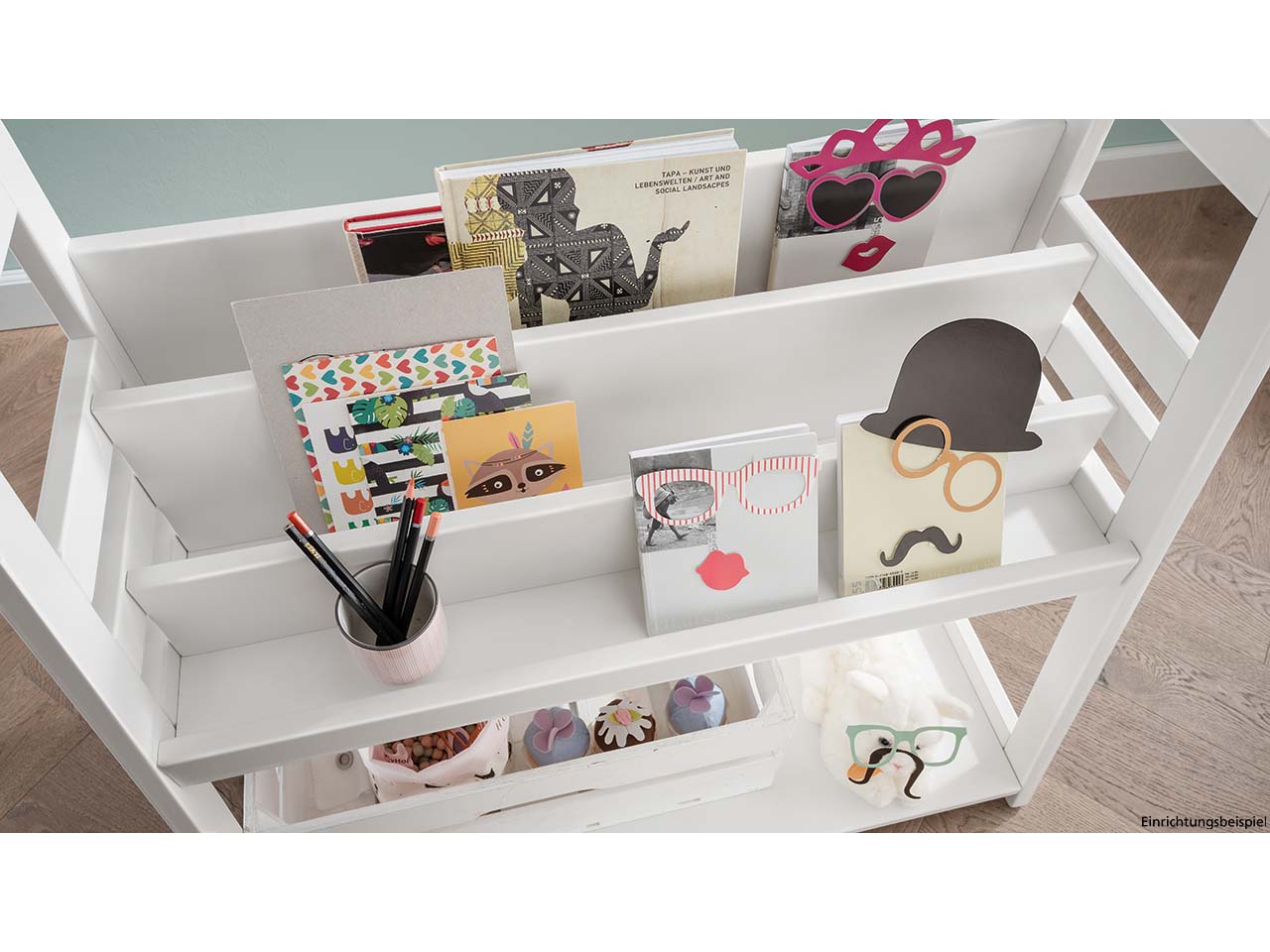 Kinderregal "Montessori" B83xT38xH75cm, Bücherregal oben, Buche weiß