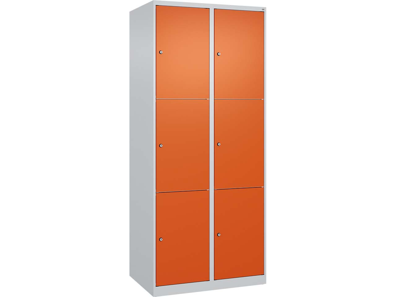 C+P Schließfachschrank Classic PLUS, 6 Fächer, 1850x800x500mm, Lichtgrau/Reinorange