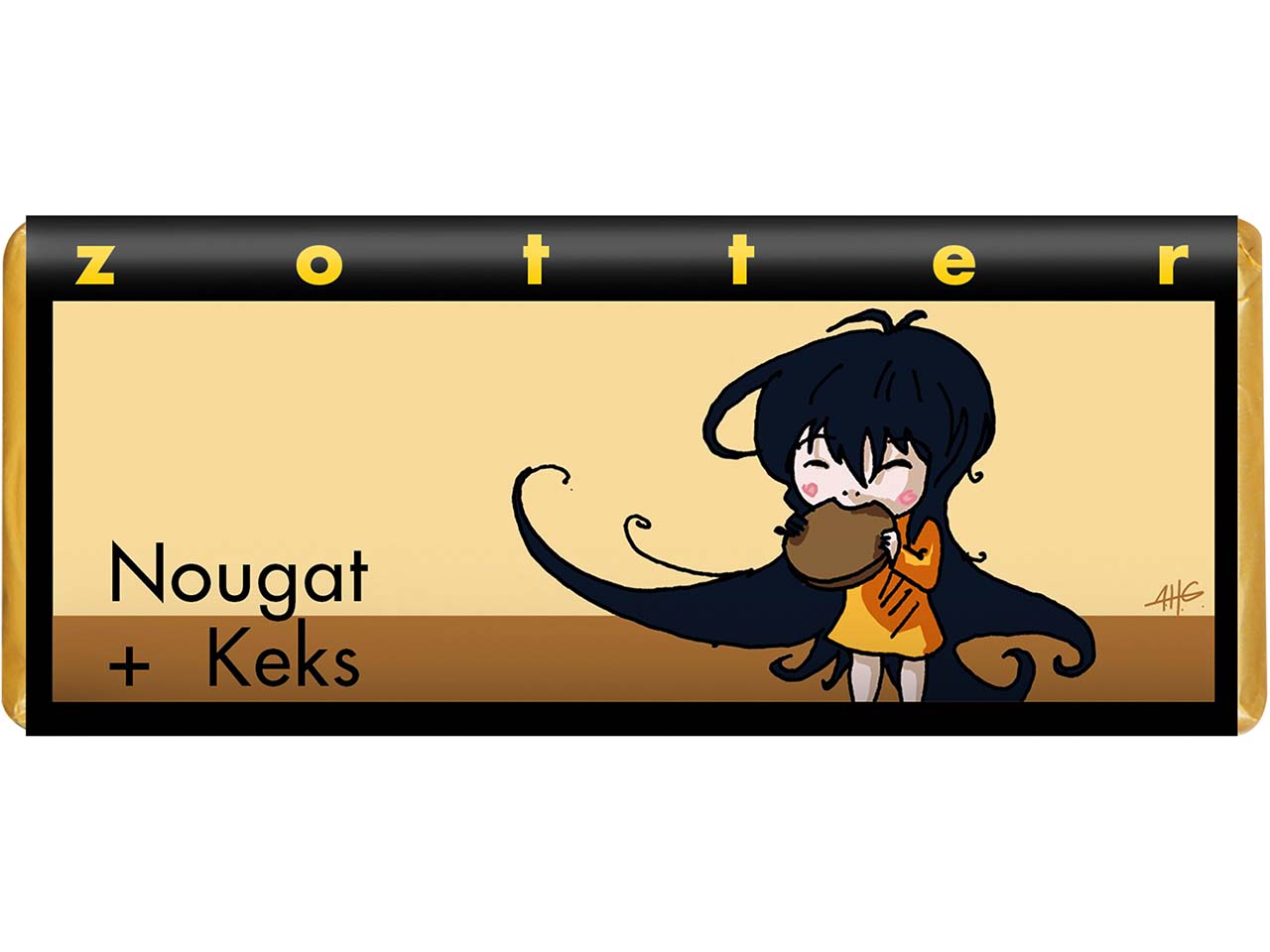 Zotter Bio-Vollmilch-Schokolade "Nougat + Keks", 70 g