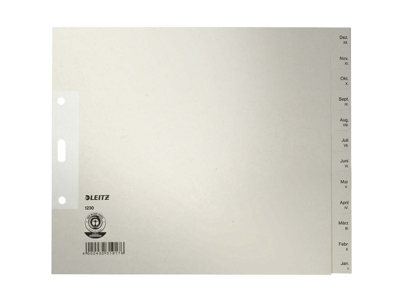 Leitz Register aus Tauenpapier Januar-Dezember, 200 x 240 mm