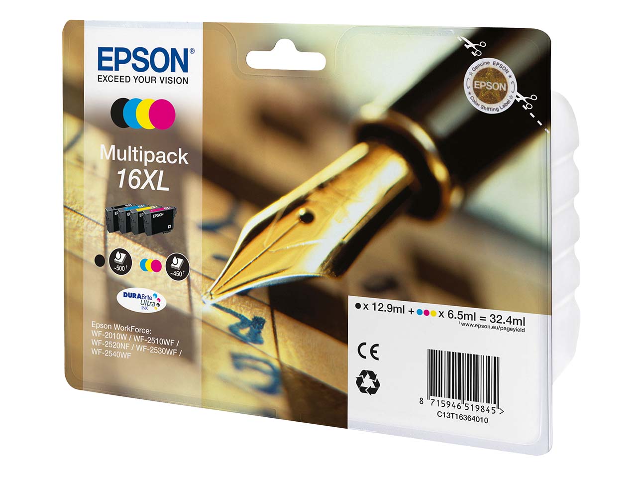 Epson 4er Set Tintenpatronen 16 XL Multipack schwarz, cyan, magenta, yellow