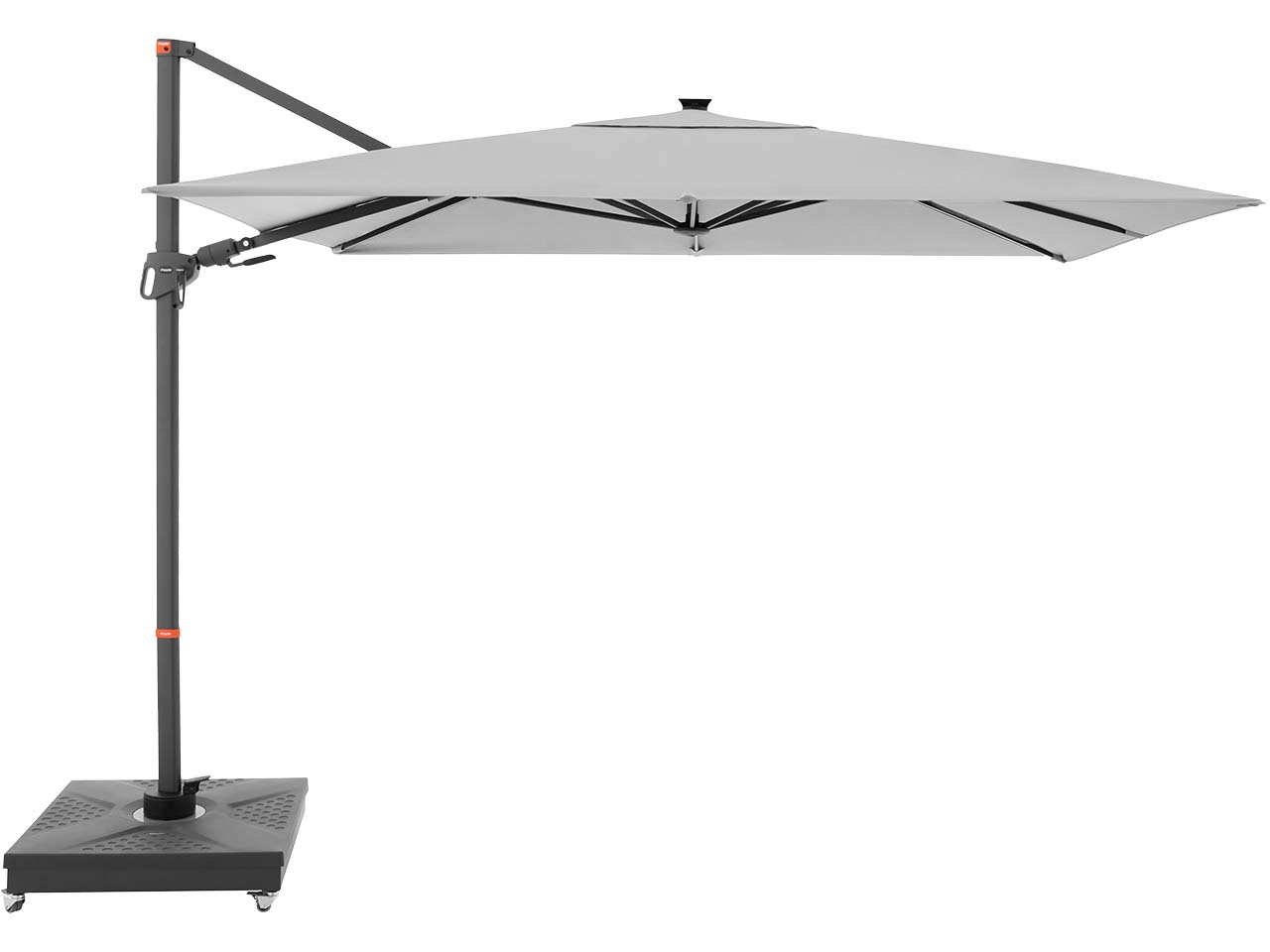doppler Pendelschirm "myZone AX" mit LED Beleuchtung 300 x 220 cm, hellgrau