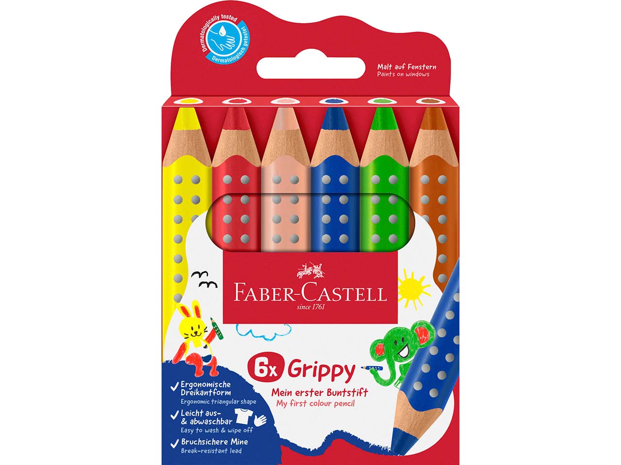 Faber-Castell 6er-Set Buntstifte "Grippy"