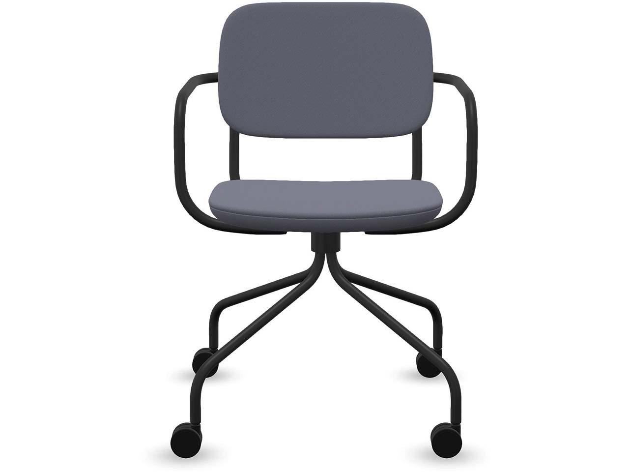 Profim Besucherstuhl "NORMO" mit Sternfußgestell auf Rollen, schwarz, Stoff: lavendel