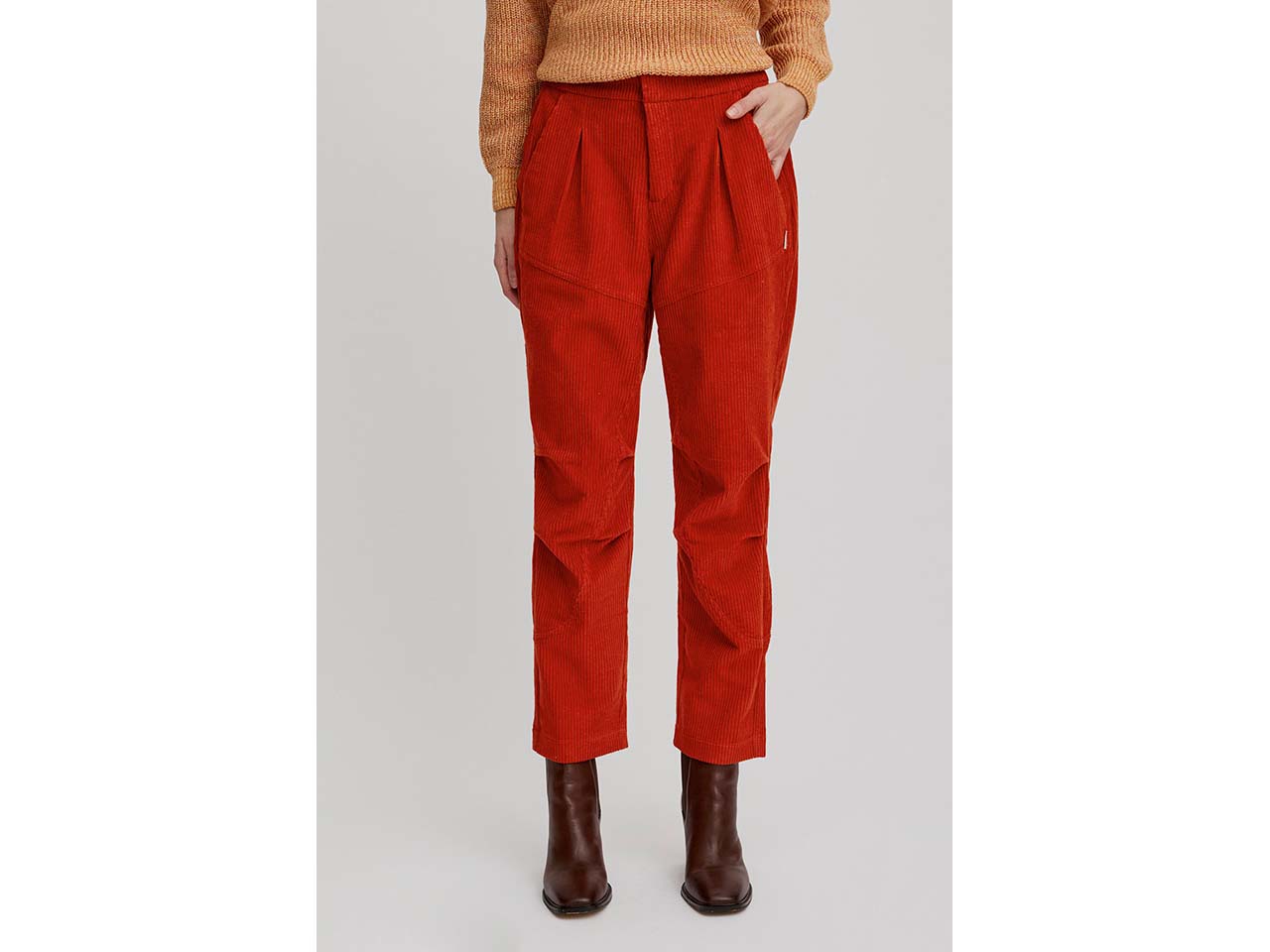 tranquillo Bio-Damen-Cordhose im Tapered Style, rooibos, Gr. 38