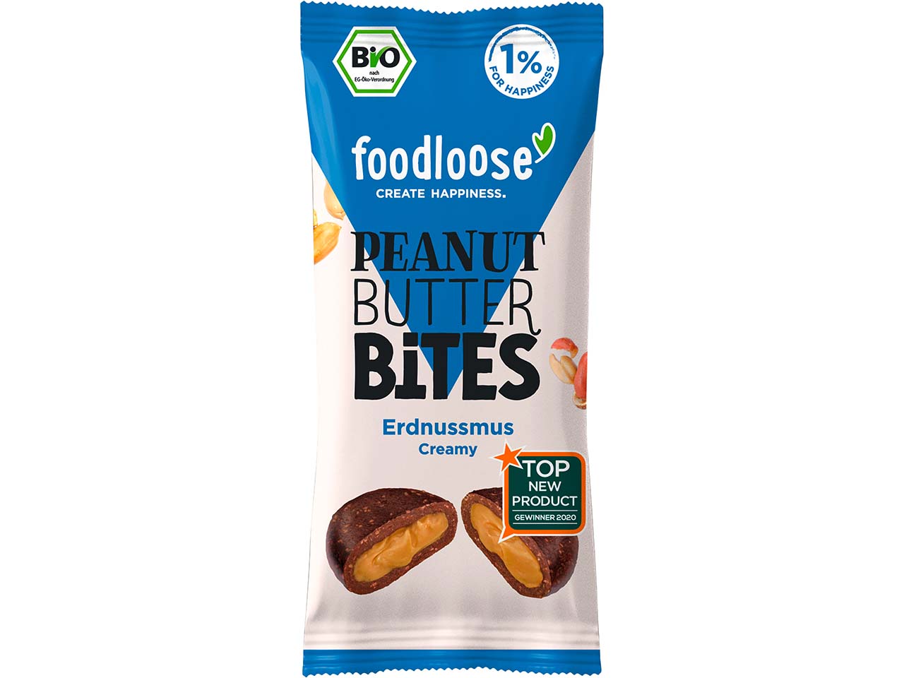 foodloose Bio-Dattelkugel "Peanut Butter Bites" mit Erdnussmusfüllung, 40 g