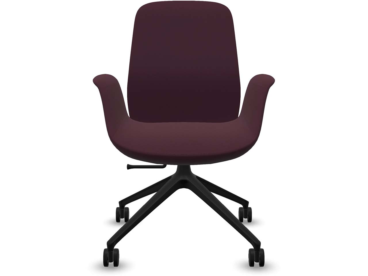 Profim Besucherstuhl "ELLIE PRO" mit Sternfußgestell auf Rollen, schwarz, Stoff: bordeaux