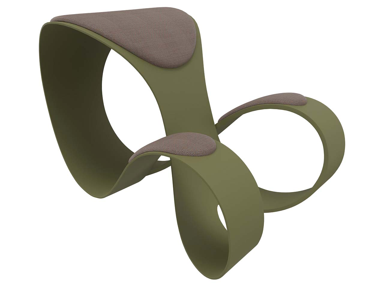 Quadrifoglio Kniehocker "Moon" Gestell grün, Bezug braun