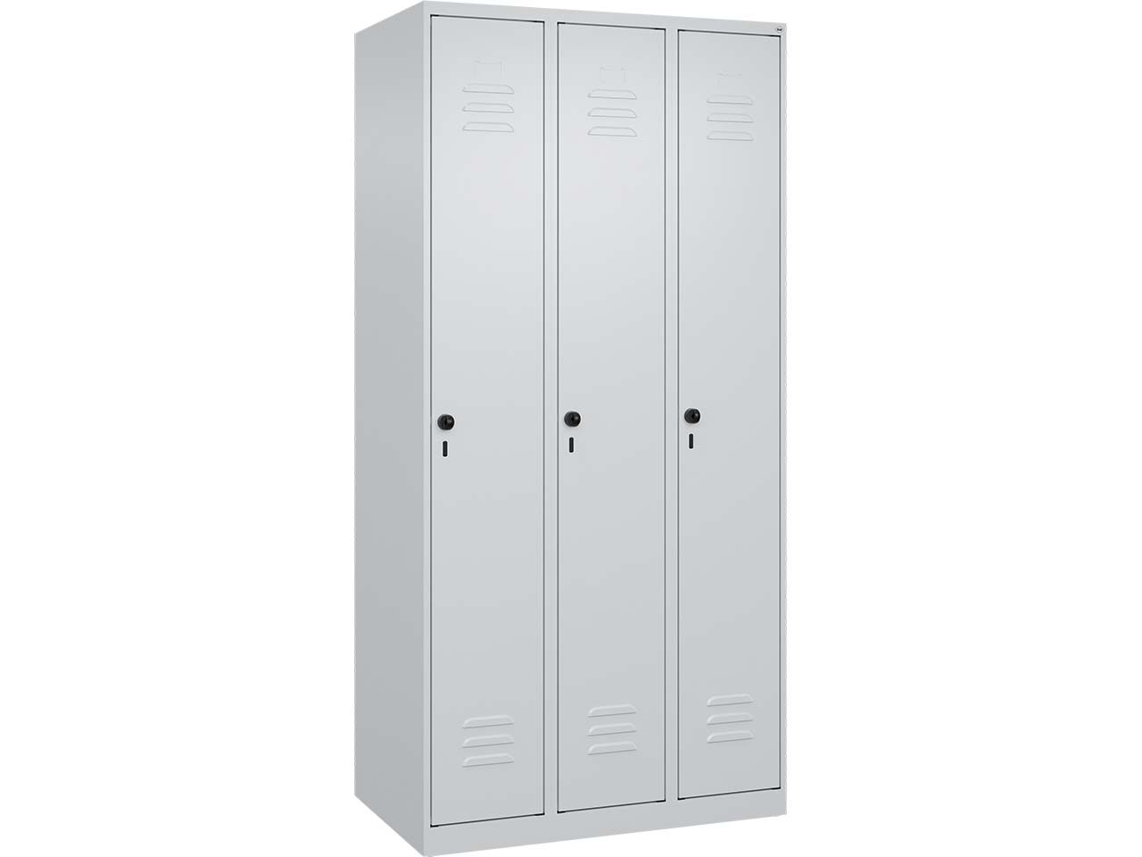 C+P Spind Classic PLUS, 3 Abteile, 1850x900x500mm, Lichtgrau/Lichtgrau