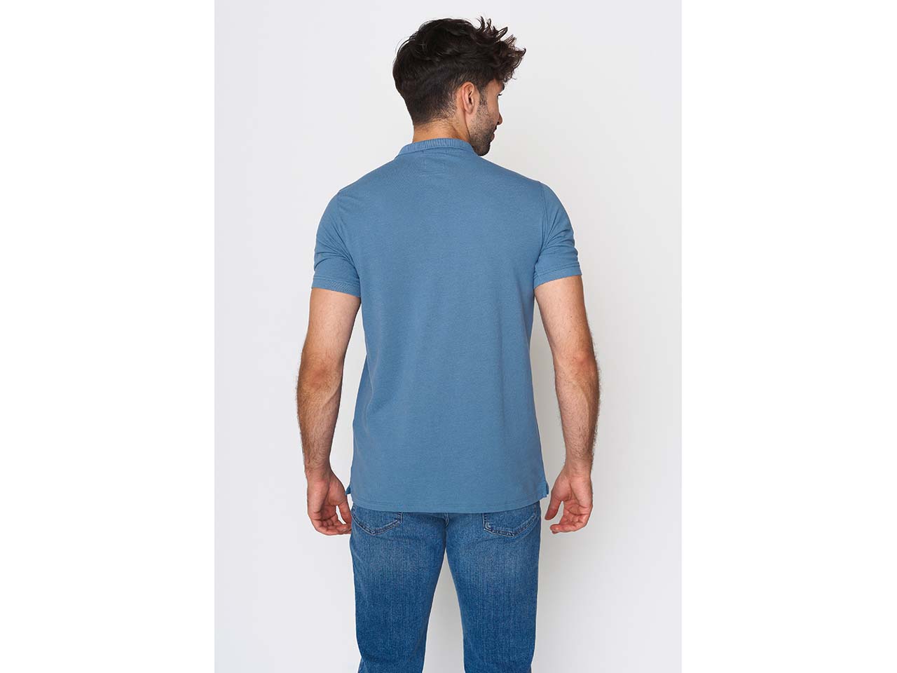GREENBOMB Bio-Herren-Polo-Shirt "Caravan" mit Stickerei, sloppy blue, Gr. M