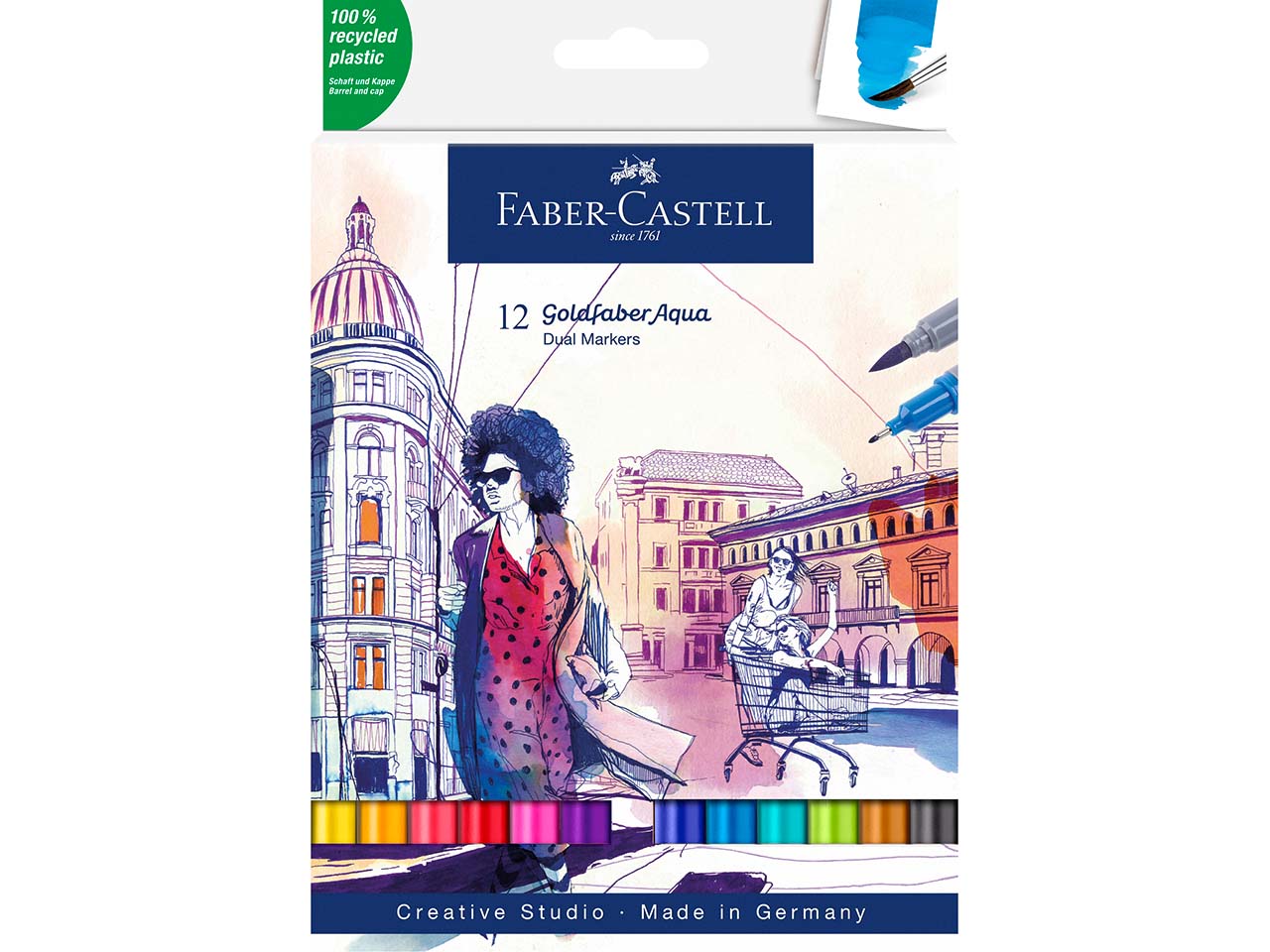 Faber-Castell Aquarell-Marker Goldfaber Aqua Dual, farbsortiert, 12 Stück