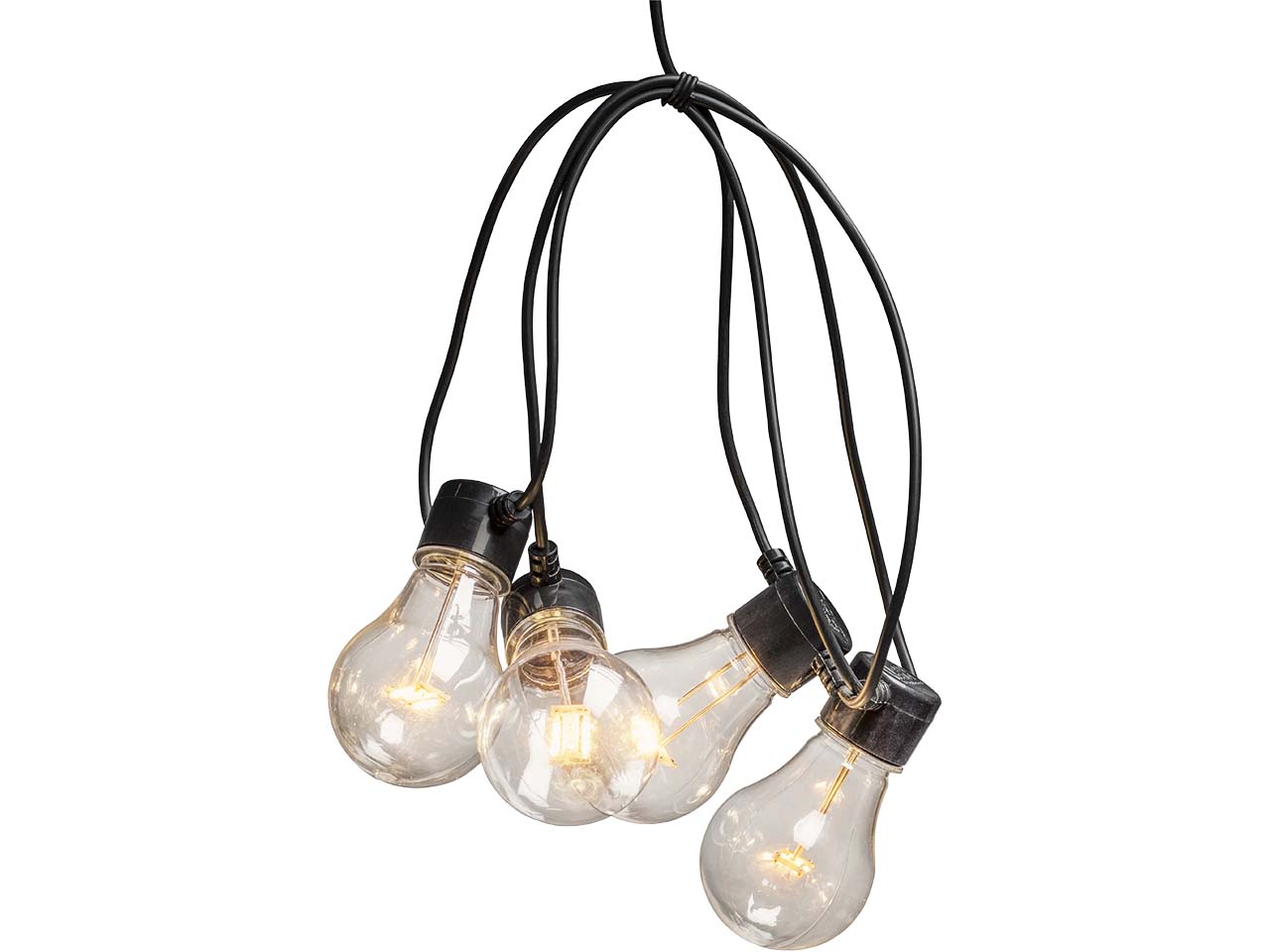 Konstsmide LED-Lichterkette Party, 6h Timer, 5 Birnen klar, 40 Dioden warmweiß