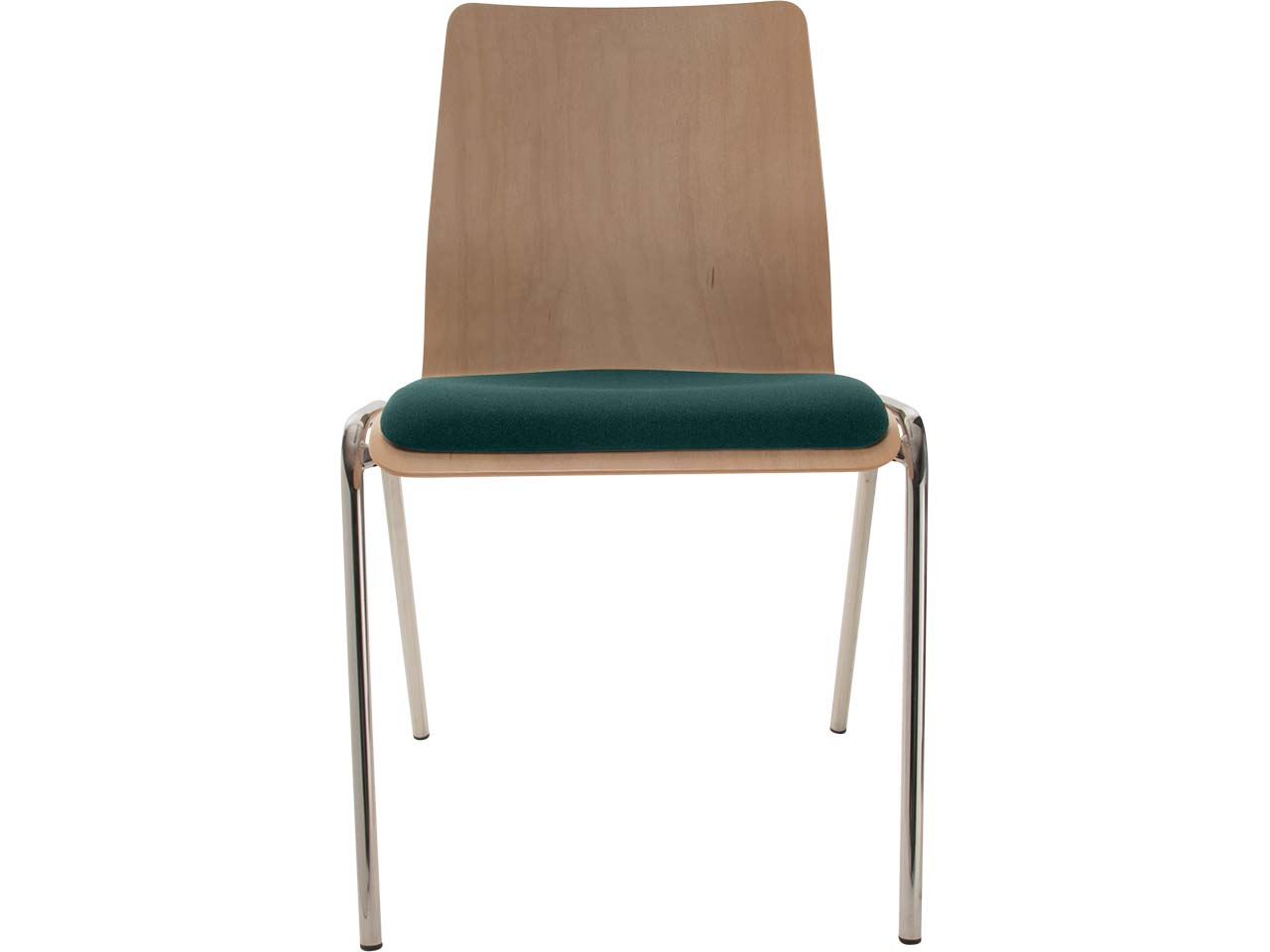 Besucherstuhl "A1" Buche, Gestell verchromt, Sitzpolster dunkelgrün