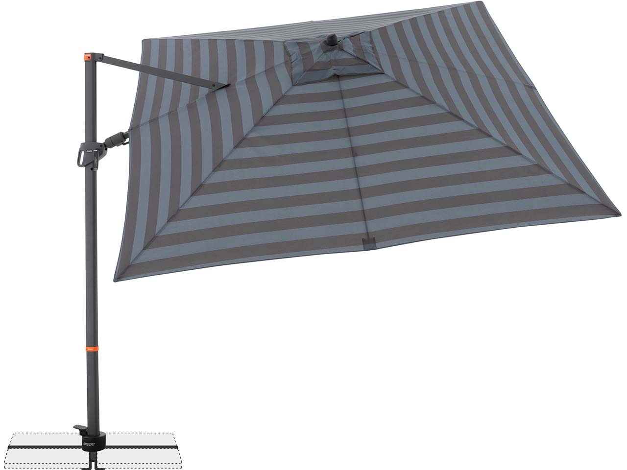 doppler Pendelschirm "myZone AX" 280 x 280 cm, Blockstreifen anthrazit