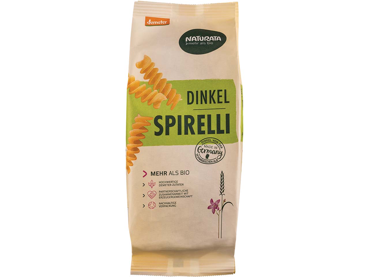 NATURATA Bio-Dinkel-Spirelli, demeter-zertifiziert, 500 g