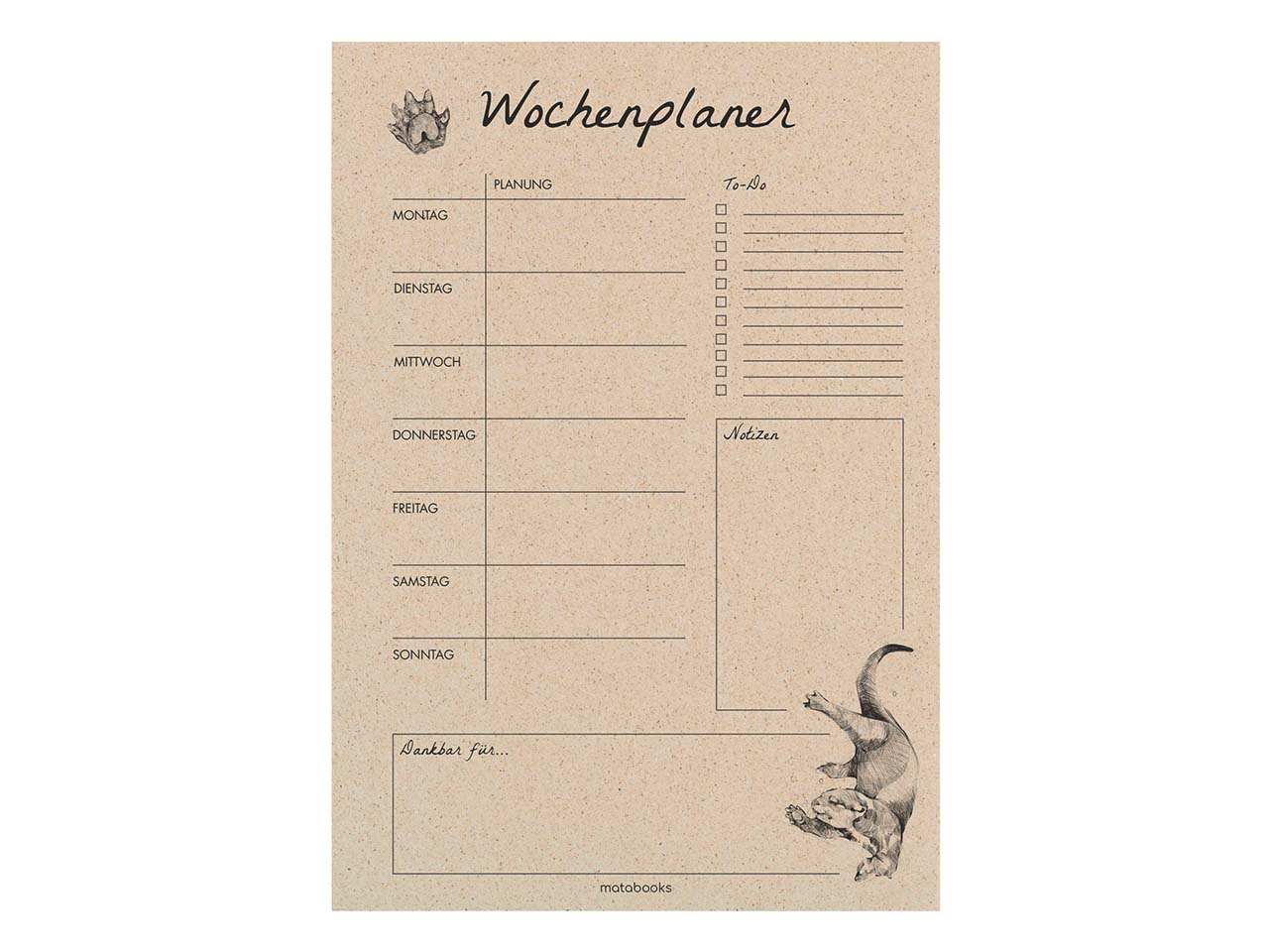 Matabooks Wochenplaner aus Graspapier, Otter, A4, 54 Blatt