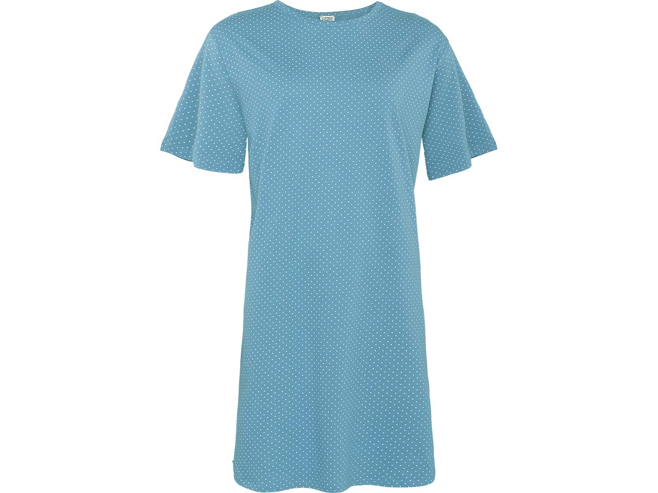 Living Crafts Bio-Damen-Nachthemd "Berit" mit Rundhalsausschnitt, faded blue/dots, Gr. S