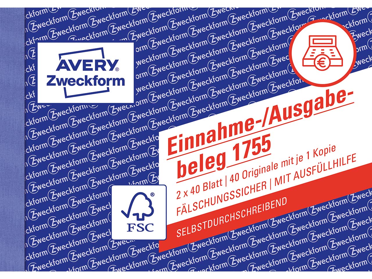 Avery Zweckform Formularbuch '1755' Einnahme-/Ausgabebeleg ECF, DIN A6