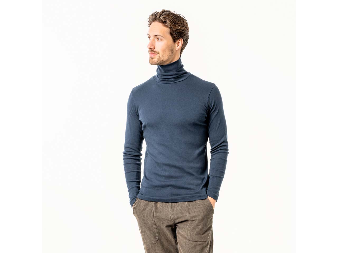 Living Crafts Bio-Herren-Rollkragenshirt "HELGE", deep sea, Gr. XL