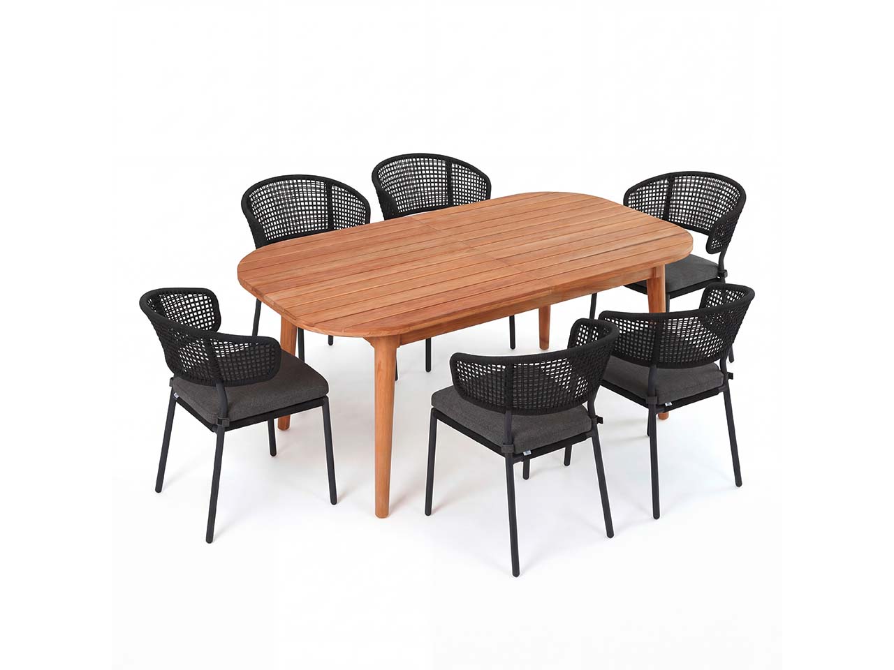 Gartenmöbel-Set "Madera & Spitz" 7-tlg. 1 Tisch 180/240 x 100 cm, 6 Sessel, teak/anthrazit