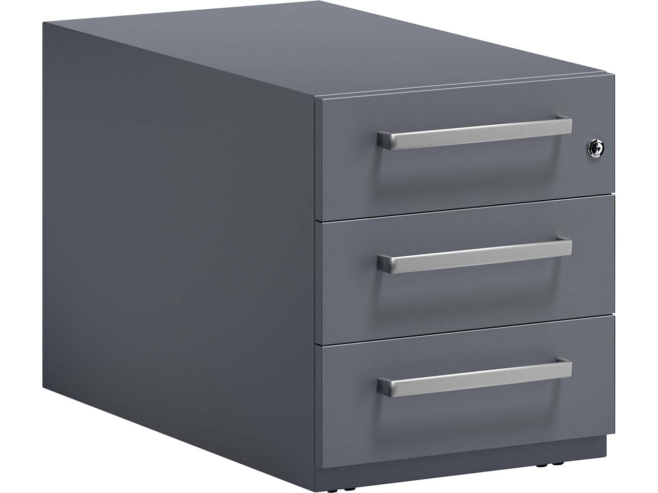 BISLEY Rollcontainer "Note" mit Griff,  3 Schubladen T 77,5 cm anthrazitgrau
