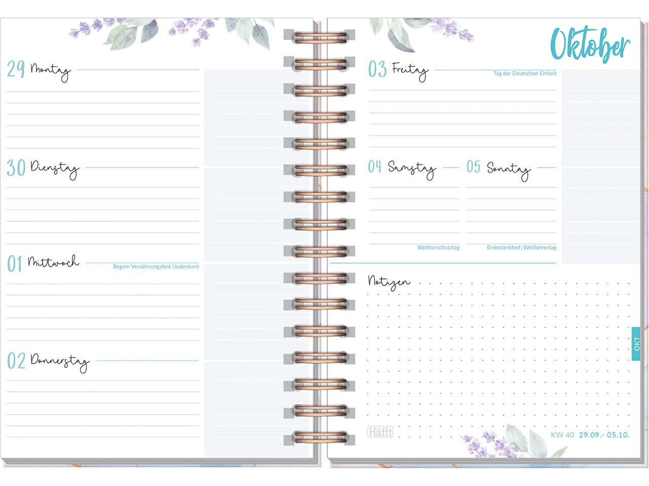 Häfft Schülerkalender "Fancy" Aug 25/Sept 26, DIN A5, bleu & rosé