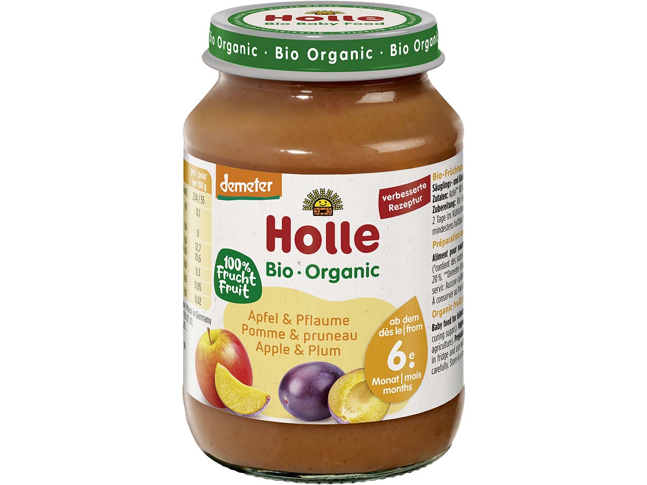 Holle Bio-Apfel & Pflaume, ab 6. Monat, Beikost, 190 g