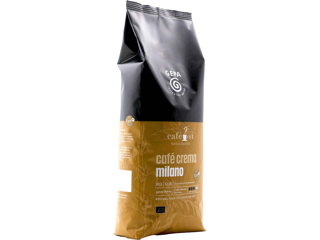 GEPA Bio-Kaffee "Café Si" Café Crema MILANO, ganze Bohnen, 1 kg