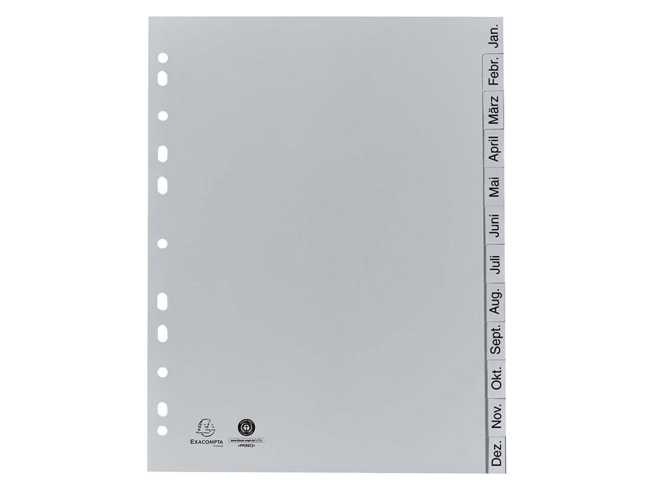 Exacompta Register aus Recyclingkunststoff Januar-Dezember, DIN A4