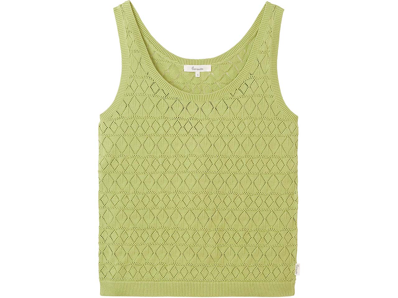 tranquillo Bio-Damen-Strick-Top mit Ajour-Spitze, herbal green, Gr. S