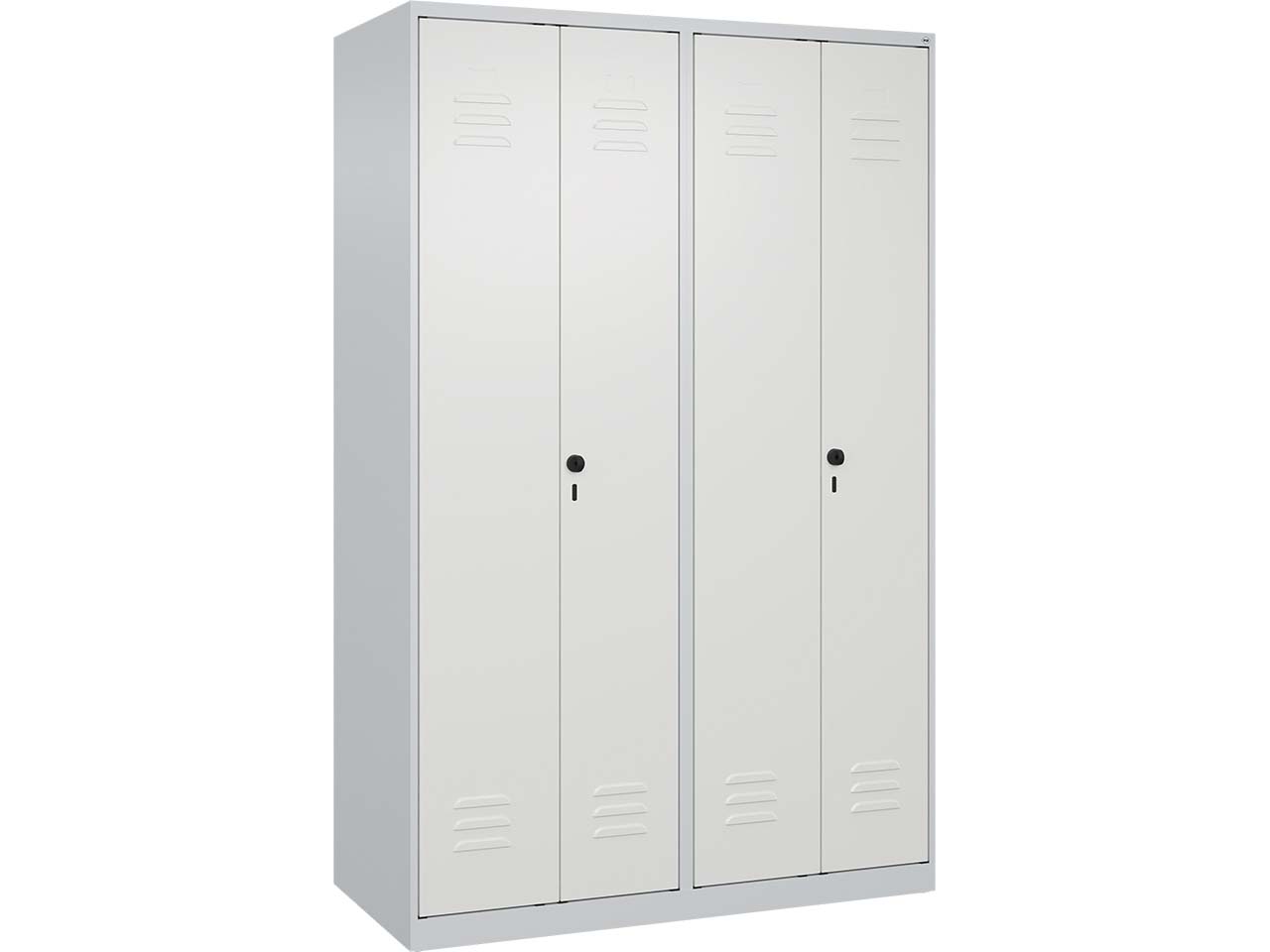 C+P Schwarz-Weiß-Spind Classic PLUS, 4 Abteile, 1850x1200x500mm, Lichtgrau/Verkehrsweiß