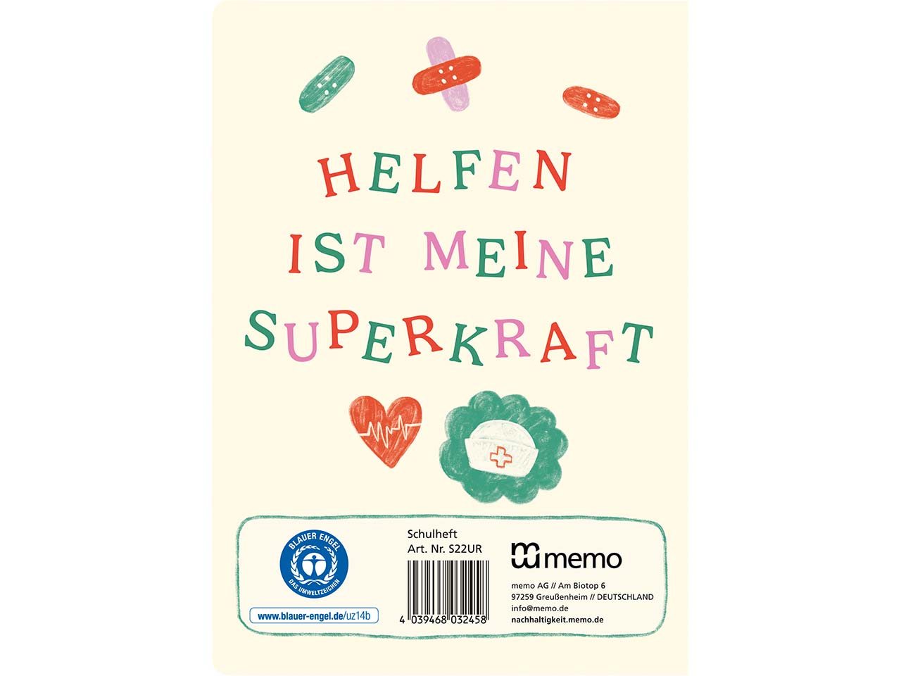 memo x SOS-Kinderdörfer weltweit Schulheft DIN A5, 16 Blatt, Lin. 7