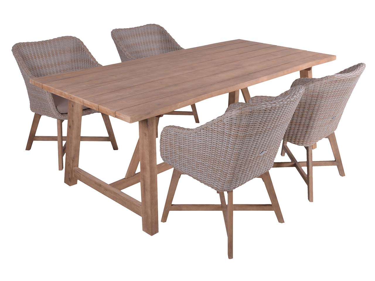 Gartenmöbel-Set "OAKLAND 12" 5-tlg. 1 Tisch Akazie, 4 Sessel KSgefl. pfeffergrau