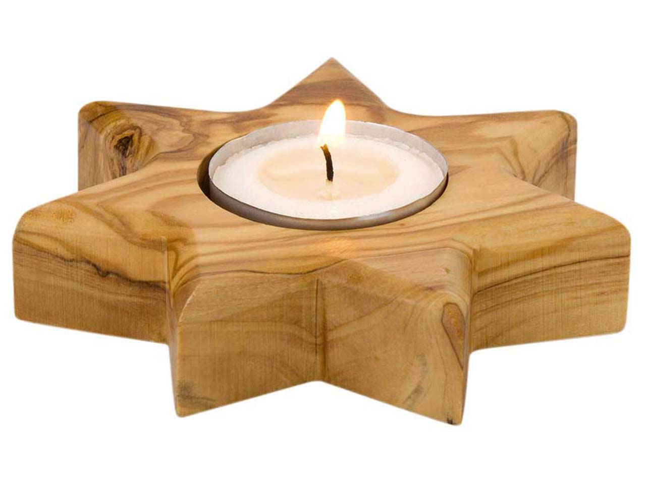 Weltpartner Teelichthalter "Stern" aus Olivenholz