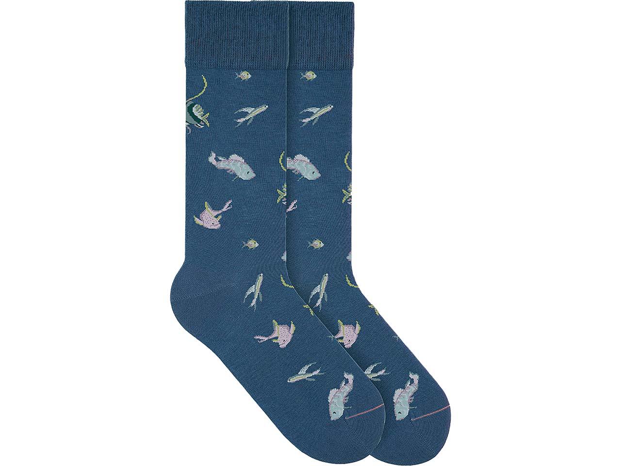 VON JUNGFELD Bio-Socken 'Fish', aegean blue, Gr. 43/46