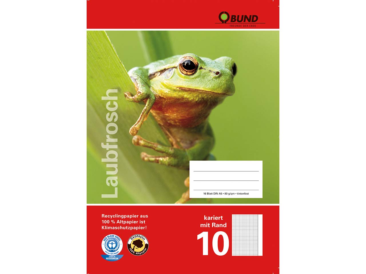 BUND Heft A5 Lineatur 10, kariert mit Rand