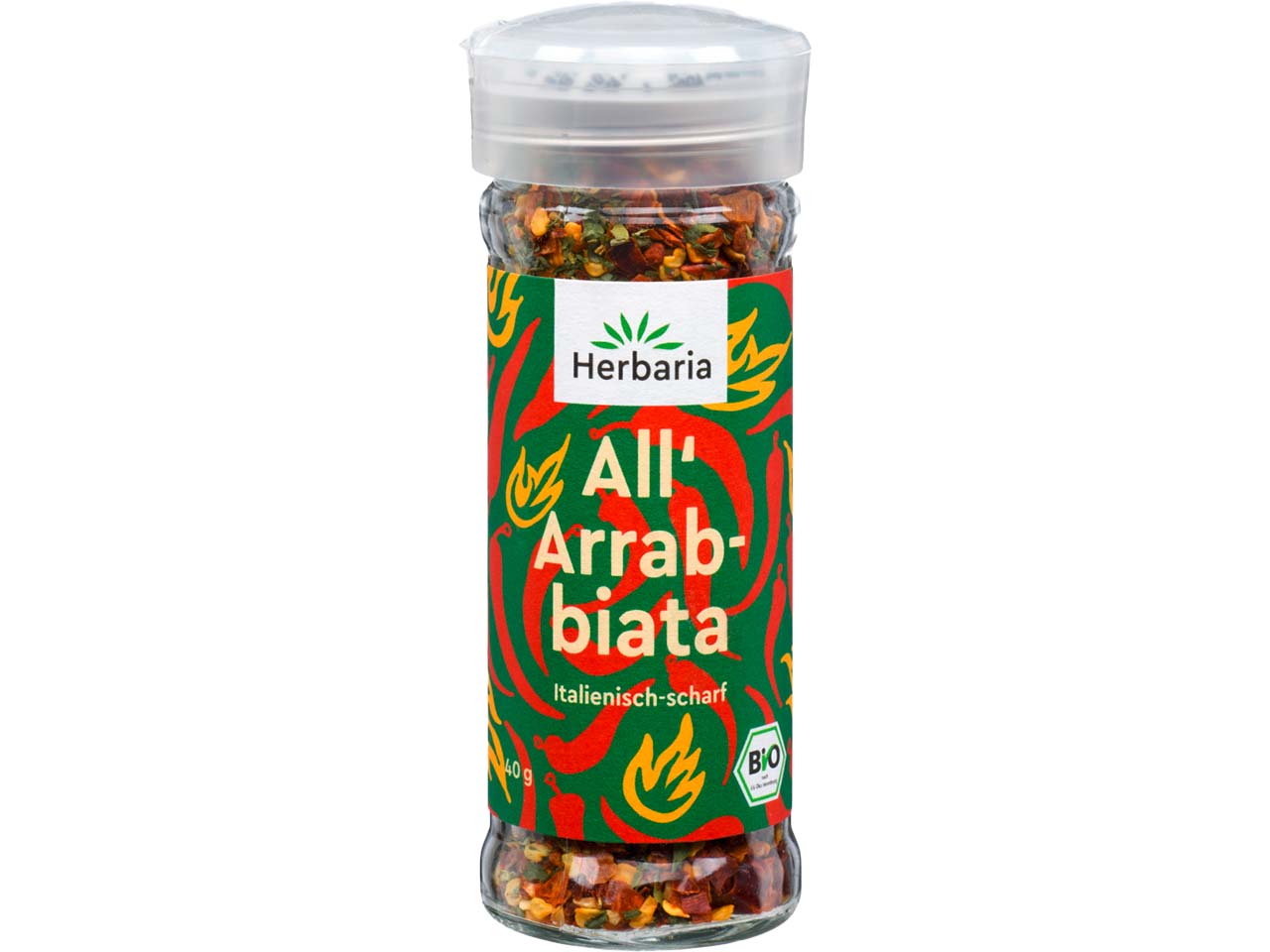Herbaria Bio-Gewürzmischung "All'Arrabbiata" im Glasstreuer, 40 g
