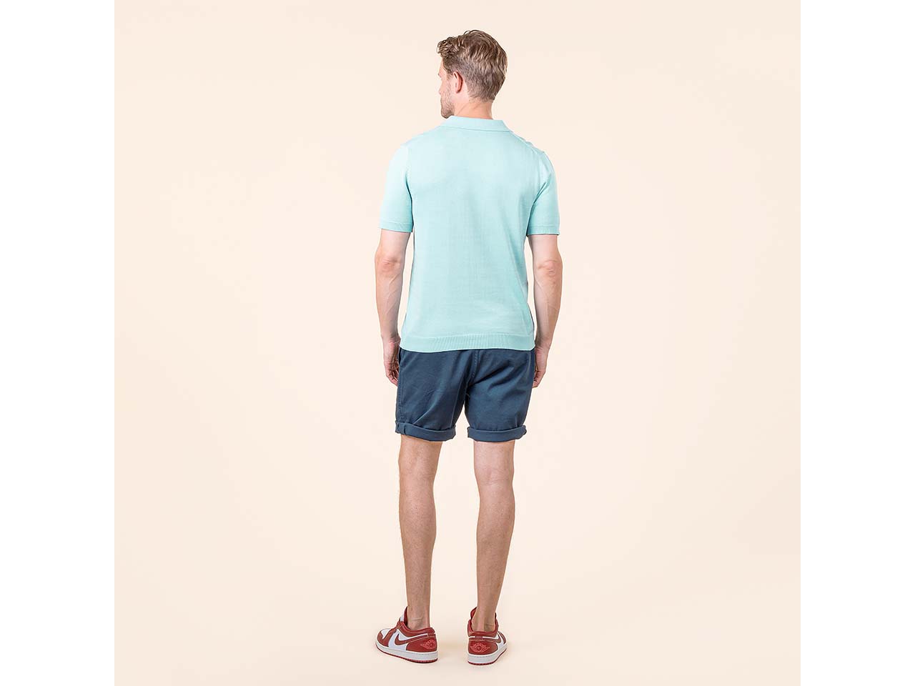 Living Crafts Bio-Herren-Polo-Shirt 'TAAROS' mit V-Ausschnitt, mare, Gr. M