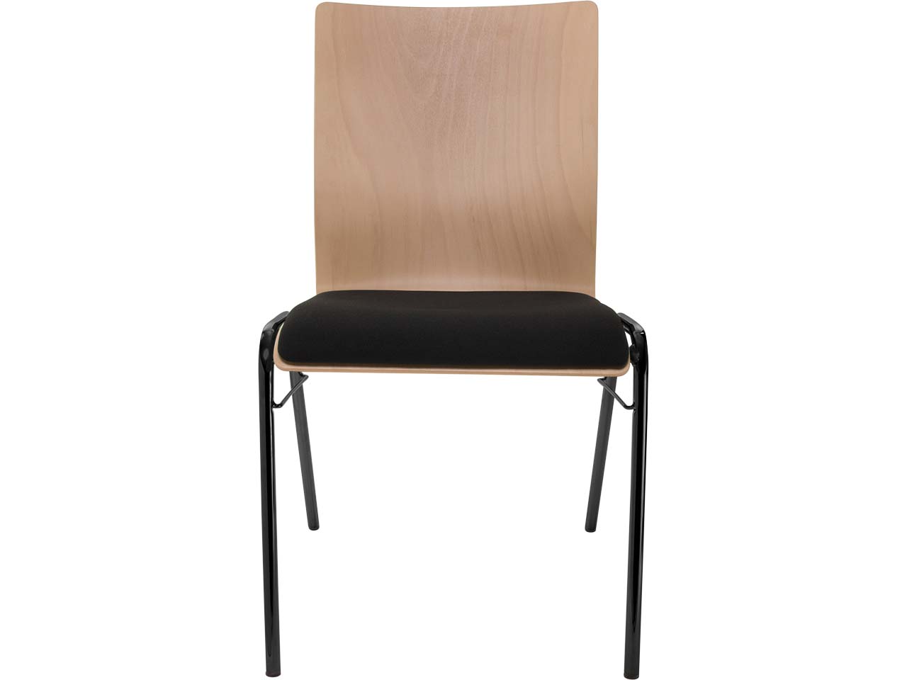 Besucherstuhl "A45" Buche, Gestell schwarz, Steg, Sitzpolster schwarz